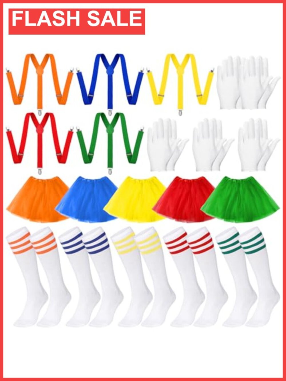 5 Set Halloween Tutu Costume Kit Suspender Socks Gloves Adult